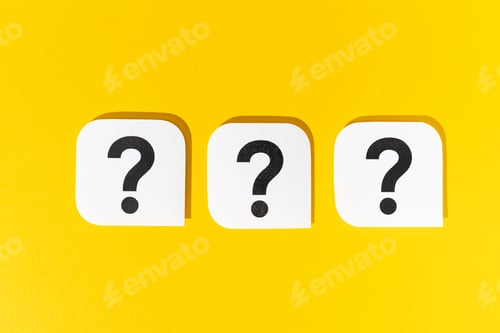 Preview: Group of Question marks signs on yellow background