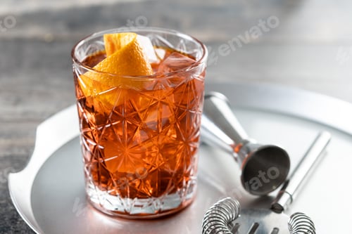Preview: Americano cocktail garnished with twist orange
