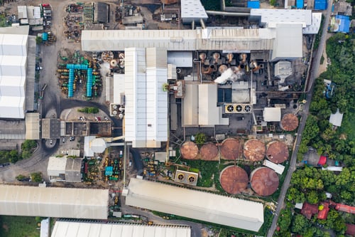 Preview: Industry factory manufacturing sugarcane and molasses with emission smoke from chimneys