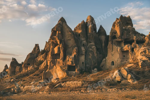 Preview: Natural volcanic rocks with ancient cave houses, Cappadocia, Turkey