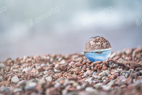 Preview: Sveti Stefan reflected in a glass ball