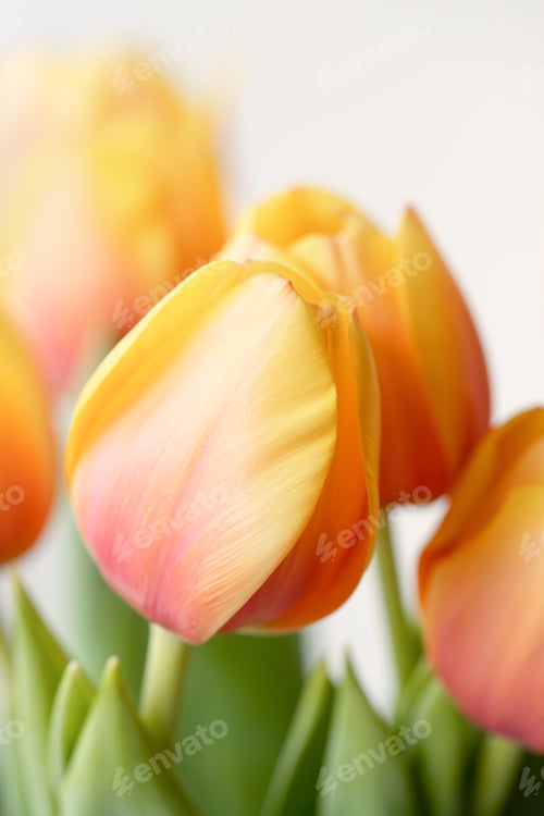 Preview: Yellow-orange Tulip Flowers Close-up.