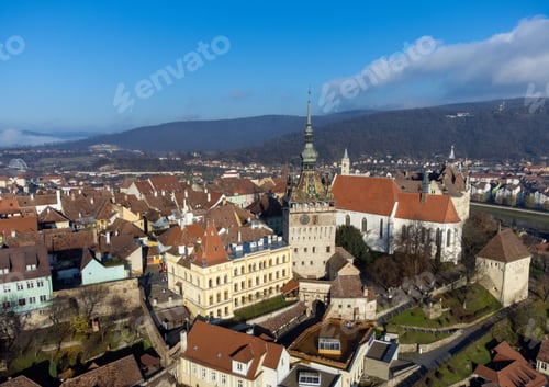 Preview: The medieval fortress of Sighisoara - Romania seen from above