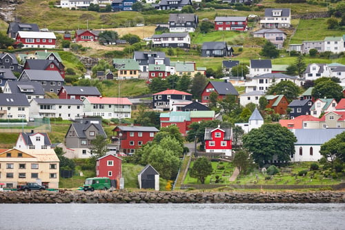 Preview: Picturesque colorful village of Vestmanna in Feroe islands. Denmark
