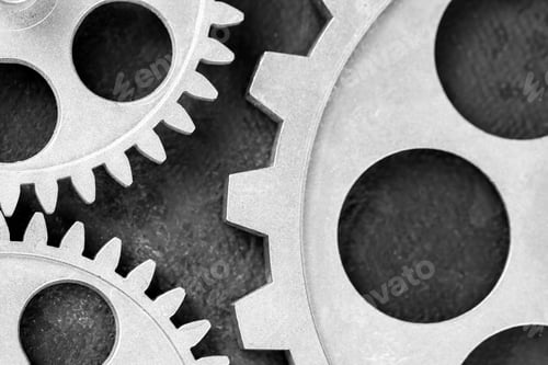 Preview: Close view of old clock mechanism with gears and cogs. Conceptual photo for your successful business