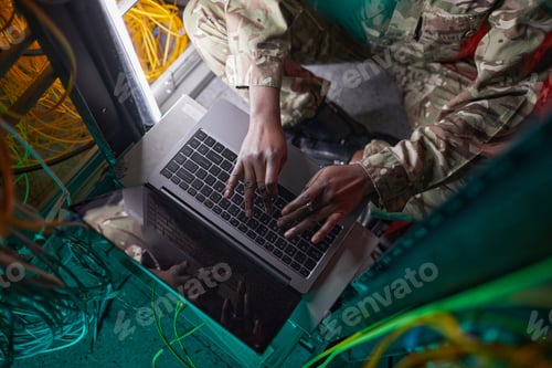 Preview: Woman Managing Server Network Top View