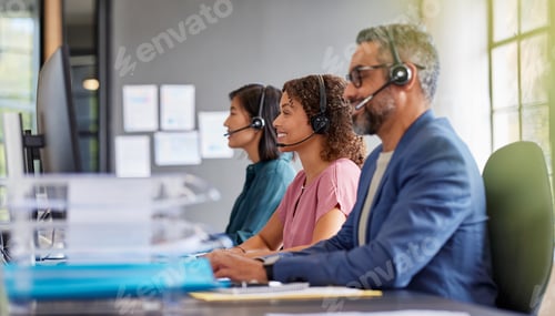 Preview: Customer support multiethnic team at work