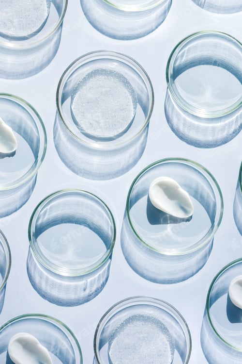 Preview: pattern petri dish with cream smear sample on light background