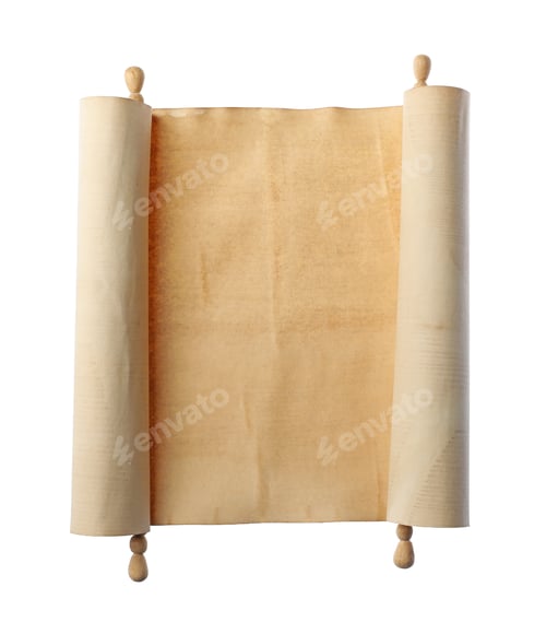Preview: Scroll of old parchment paper isolated on white