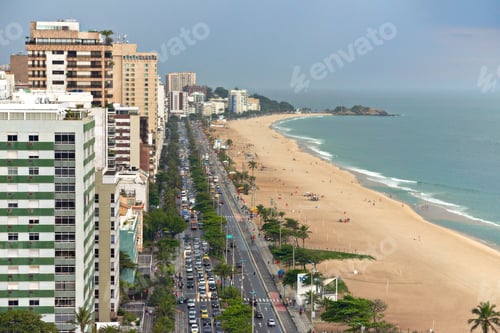 Preview: Take a vacation in paradise. An aerial view of the beaches in Rio de Janeiro, Brazil.