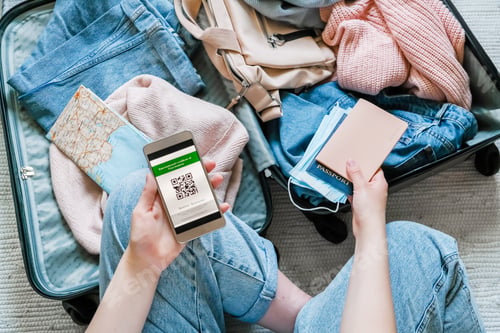 Preview: Travel. Online travel plans with Covid passport and Covid test. Traveling after quarantine, lockdown
