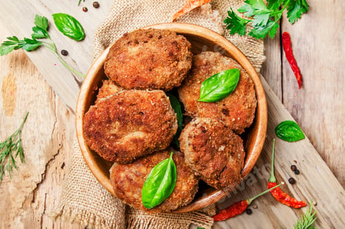 Preview: pork-beef cutlets or meatballs in a bowl