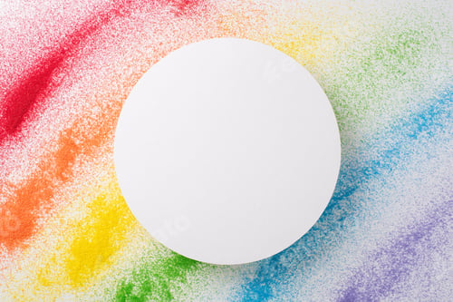 Preview: Celebrate LGBT history month with sand flag. Top view of rainbow flag crafted from colorful sand