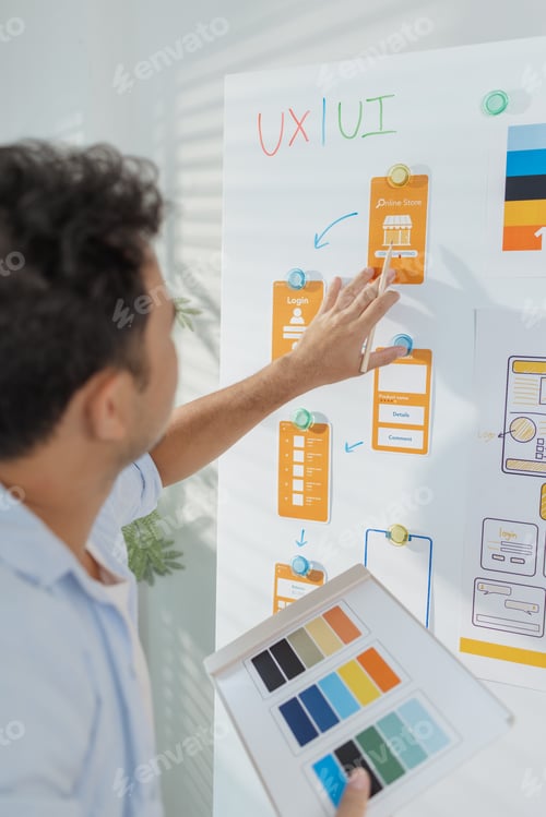 Preview: A young designer is working on a UX UI project