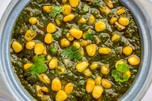 Preview: Palak sweet corn sabzi also known as Spinach Makai curry sabji, north Indian main course menu