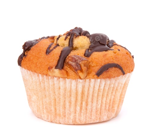 Tasty Chocolate Chip Muffin on White Background