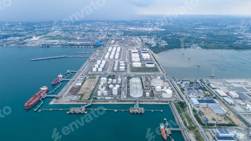 Preview: Portrait LNG (Liquified Natural Gas) tanker anchored in Gas terminal gas