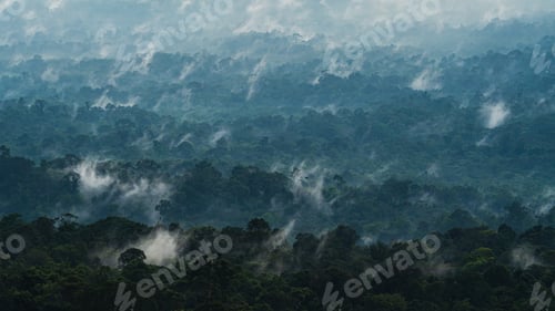 Preview: Earth Day eco concept, tropical forest background, natural forestation preservation scene