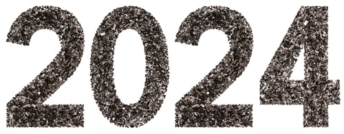 Preview: Numeral 2024 from black a natural charcoal, isolated on white background