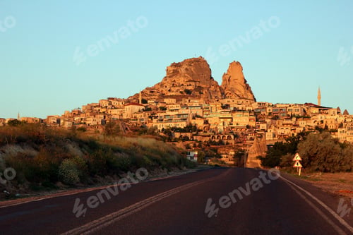 Preview: Travel to Goreme, Cappadocia, Turkey. The view on the city with the road on the foreground.