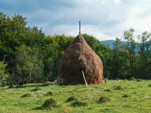 Preview: Old authentic wooden house hayloft Carpathian mountains Ukraine Transcarpathia region. Eco tourism