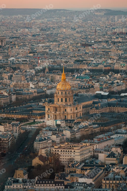 Preview: Aerial drone picture of Hotel des Invalides in Paris.