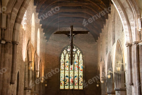 Preview: Cross hanging from the ceiling in the church