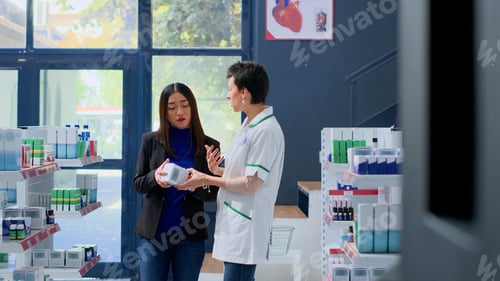 Preview: Pharmacologist assisting customer