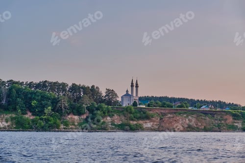 Preview: Mosque, Kzyl-Bairak village, Republic of Tatarstan, Russia. View from the Volga River.
