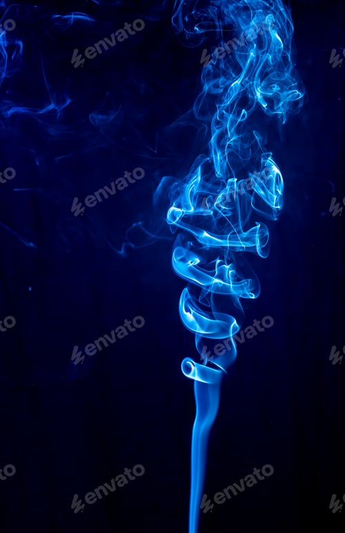 Preview: Blue abstract shaped smoke against black background. Abstract background