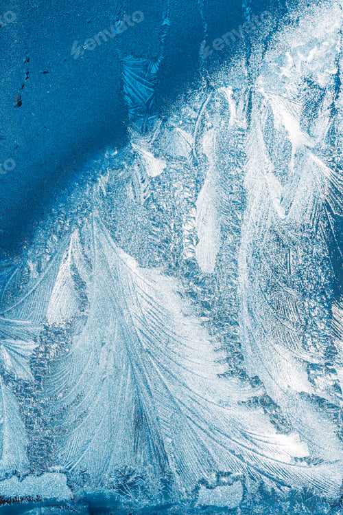 Preview: Blue Frosty Glass Ice Background, Natural Beautiful Frost Ice Pa