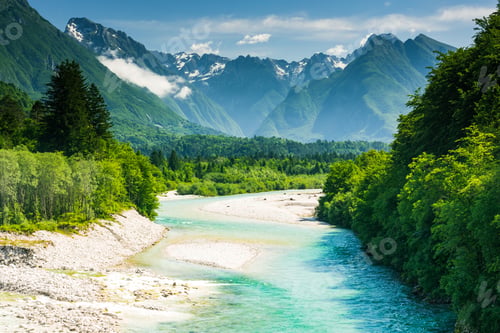 Preview: Beautiful canyon in forest with Soca river,Slovenia