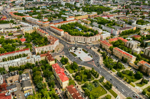 Preview: Top view of Victory square in Minsk.Bird's-eye view of the city of Minsk and victory square