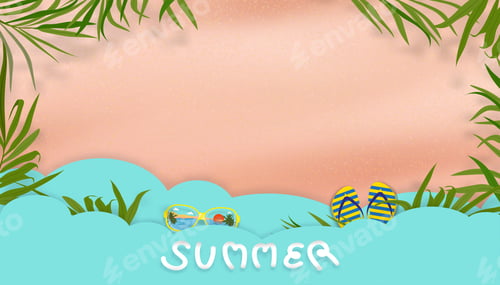 Preview: Summer background,Flat lay of leaves shadow, coconut palm leaf over beige background with paper cut