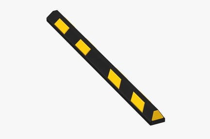 Preview: Black Rubber Parking Wheel Stop with Yellow Reflective Stripes