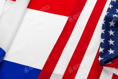 Preview: United States of America flag and France flag