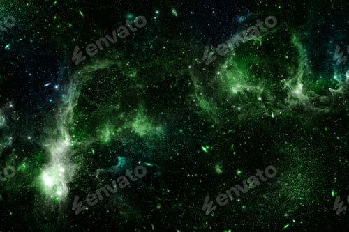 Preview: Green nebula on a black galaxy background