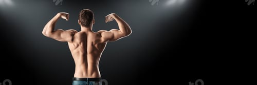 Preview: Muscular Male Back in Wide Banner with Copy Space