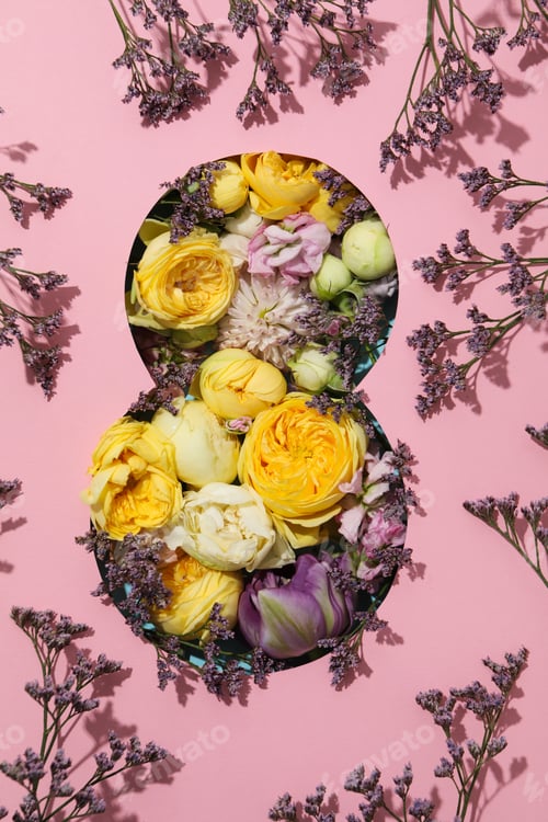 Preview: Concept of 8 march, Women day, top view