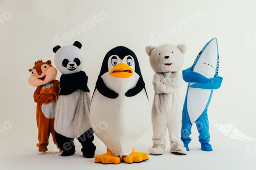 Preview: Group of animals mascots doing party