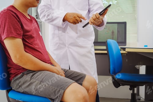 Preview: A man consults a doctor in a hospital for male urinary tract infection.doctor advises on symptoms