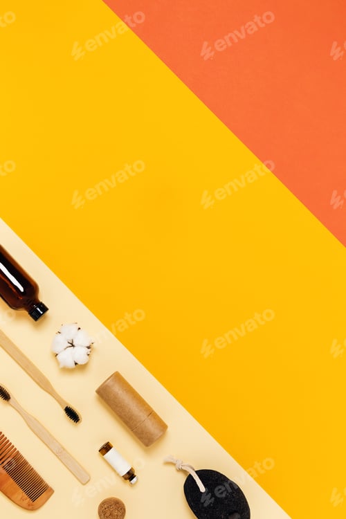 Preview: Reusable accessories on color background.