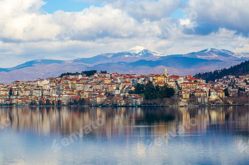 Preview: Aerial view of the city of Kastoria and Lake Orestiada in north Greece.