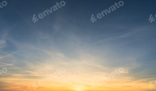 Preview: Sunset Sky Backgrounds, Evening sky clouds with Orange sunlight in Summer season, Horizon sky Sunris