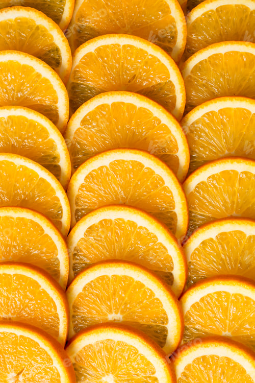 Preview: Bright orange background from slices of juicy Orange. Healthy food, background.