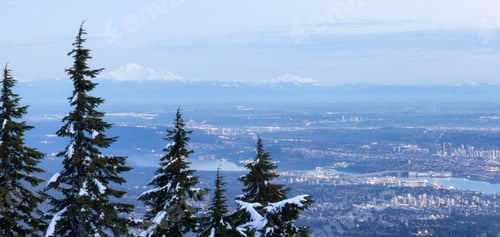 Preview: Canadian Mountain Nature Landscape with Vancouver Cityscape in background