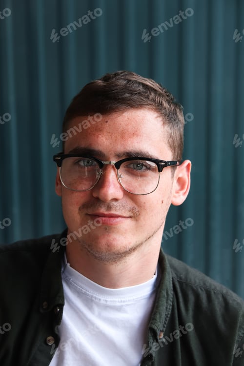 Preview: Man wearing eyeglasses. Happy smiling smart man. Portrait of handsome smiling stylish hipster lamber