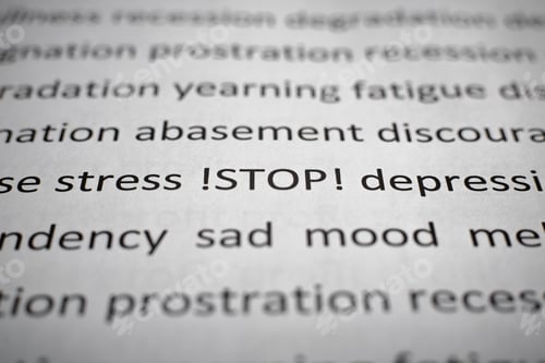Preview: Mental health, stop depression, psychological problems concept. ext stress, depression, sad mood