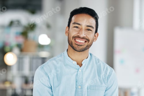 Preview: Happy, smile and portrait of man in office for executive, confident and positive. Development, corp