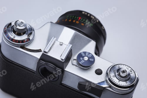 Preview: Closeup of old retro film camera lens